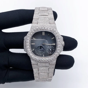 Reloj de Pulsera de Cuarzo de Lujo con Diamantes de Moissanita y Acero Inoxidable de Alta Calidad, 40 mm, Cierre Oculto para Hombre, con Diseño Iced, al Mejor Precio - Product Image 1
