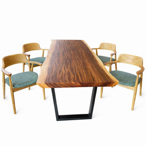 Ensemble de table à manger en bois de Suar massif, design Hiroshima, qualité supérieure, bord naturel, style farmhouse, cuisine, maison, hôtel, restaurant - Product Image 2