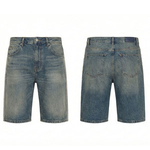 Pantalones cortos de mezclilla con cintura elástica para hombre, estilo informal, tela ligera de verano - Product Image 1