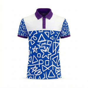 T-shirts en polyester 100% de haute qualité, personnalisables avec logo imprimé par sublimation, polos de golf pour hommes, design de créateur. - Product Image 4