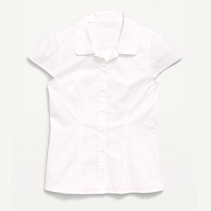 Chemises d'uniformes scolaires unisexes en coton à manches courtes bleu clair, vente en ligne - Product Image 5