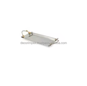 Bandeja de aluminio Plata Rectangular Home Hotel Mesa de comedor Bandeja de servicio con asa Bandeja de servicio - Product Image 2