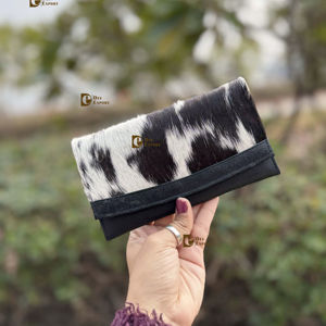 Cartera de mano de piel de vaca con patrón occidental, monedero de piel con pelo, color negro, gran oferta, regalo para mujer - Product Image 1