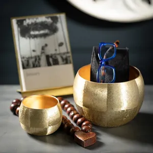 Handmade Decorative Metal Bowl with Matte <b>Black</b> Powder Coated Designer Finished Polished Gold Finish 3 Sizes for Home Accent - Product Image 5