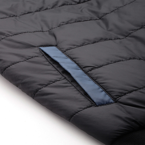 Men's Color Block Puffer <b>Jacket</b> Stand Collar Zipper Closure Casual Winter Outerwear Thick Polyester Wadding Regular Length - Product Image 5
