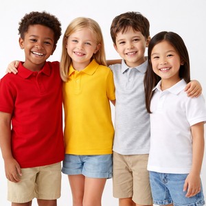 Polo en coton pour enfants, sur mesure, avec logo personnalisé, coupe ample, manches courtes, pour garçons, été, décontracté, vente en gros directe d'usine, provenance du Bangladesh - Product Image 3