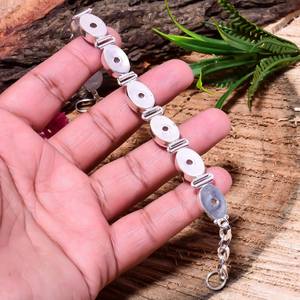 Rainbow Moonstone Bezel <b>Set</b> Bracelet Natural White Moonstone Handmade 925 Sterling Silver Jewelry Gift For Her - Product Image 2