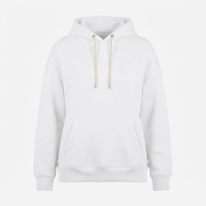 Sudadera con Capucha Blanca Unisex, Corte Regular, Felpa de Algodón, Diseño Casual con Bolsillos, Tejido de Punto, Manga Larga, Estilo Otoñal - Product Image 2