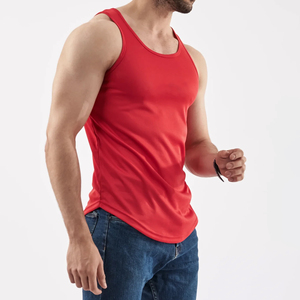 Camiseta sin Mangas con Cuello Redondo de Poliéster/Algodón Transpirable para Hombre, Personalizable, para Entrenamiento Físico y Fisicoculturismo, en Color Sólido - Product Image 3
