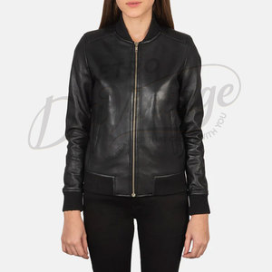 Premium <b>Women</b> Real Leather Bomber <b>Jacket</b> Classic Black Sheepskin Slim Fit <b>Flight</b> <b>Jacket</b> Soft Leather Casual Outerwear - Product Image 4