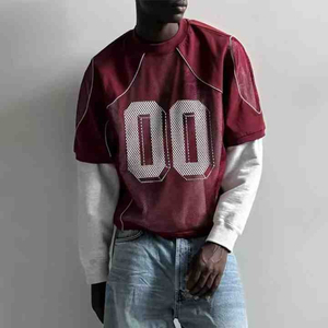 <b>Mens</b> Black <b>Short</b> <b>Sleeve</b> Sport T <b>Shirt</b> <b>White</b> 00 Number Print O Neck Regular Fit Quick Dry Knitted Jersey Top Casual Athletic Wear - Product Image 4