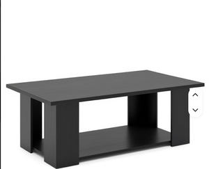 Vintage <b>Coffee</b> <b>Table</b> <b>Rustic</b> Brown Wood Finish Rectangular Two Tier Center <b>Table</b> With Lower Storage Shelf For Living Room - Product Image 1