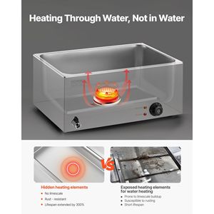 Scaldavivande Elettrico Professionale Commerciale 24QT con Vasca Full-Size, 1200W, in Acciaio Inossidabile, per Mantenimento e Riscaldamento Alimenti - Product Image 4