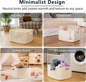 Cesta de Almacenamiento de Cuerda de Algodón Tejida Moderna y Ecológica de 75L, 22x17x12, para Bebidas/Alimentos, para Sala de Estar, Dormitorio, Cuarto de Niños - Product Image 5