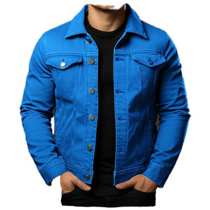 Blousons en jean pour hommes automne-hiver, haute qualité, sur mesure, vintage, respirants et imperméables, coupe ample, col montant, neufs - Product Image 1