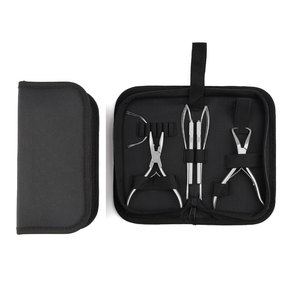Hair Extension Pliers Kit with Stainless Steel Microlink Pliers Hair <b>Needle</b> Pulling Hook Beading Tool <b>Bead</b> Closer and Remover - Product Image 1