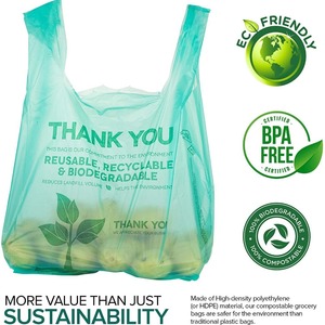 Bolsas de camiseta ecológicas y biodegradables diseñadas para promociones empresariales, uso minorista y campañas de marketing de marcas sostenibles. - Product Image 1
