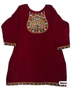 Rayonne lourde pour femme avec dentelle Gamthi et travail en miroir Readymade Kurta Model - Product Image 4