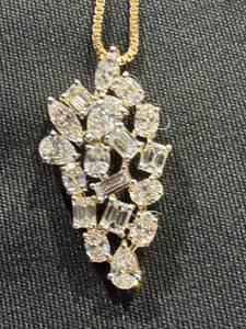 Collier pendentif en zircon couleur or, forme géométrique irrégulière, marquise, ovale, goutte de poire, pour femme, cadeau de fête - Product Image 3