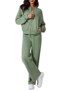 Top corto informal de manga larga, conjunto de chándal deportivo para mujer, Sudadera con capucha cálida y pantalones de chándal, ropa deportiva, uso fácil y perfecto en otoño - Product Image 4