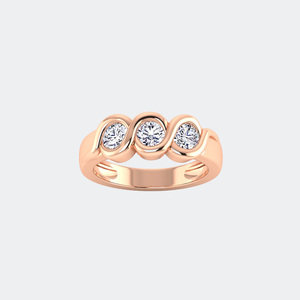 0.70CTW Three Stone Round Solitaire Bezel set <b>Diamond</b> <b>Ring</b> - Product Image 6