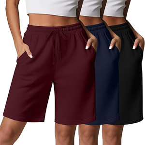 Wholesale Unisex Bermuda Shorts <b>Knee</b> Length <b>High</b> Waist Drawstring Long Shorts Lightweight Casual Bottoms with Pockets - Product Image 2