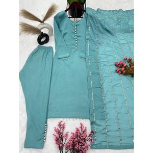 เสื้อชิ้นบนประดับมุกลายชีนรอนพร้อมท้องฟ้า dupatta - Product Image 4