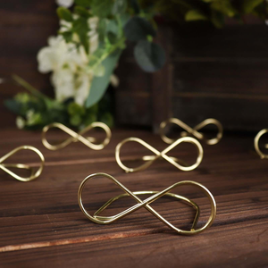 Infinity Symbol <b>Table</b> <b>Card</b> Holder Gold Metal Design for Place <b>Cards</b> Menu Tags or Photo Display at Wedding and Event <b>Tables</b> - Product Image 1