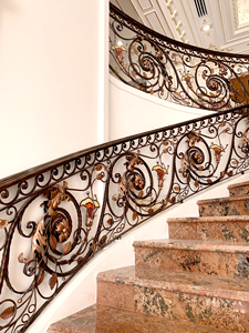 Victorian Cast Iron Stair <b>Railings</b> Ornate Metal Balusters Rust Resistant <b>Wall</b> Mounted Indoor Staircase Handrails - Product Image 1