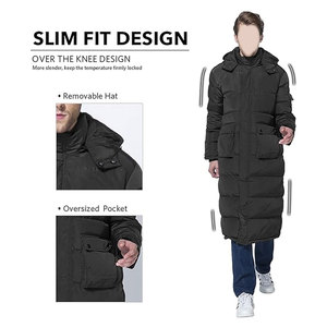 Manteau d'hiver chaud pour homme, veste matelassée compressible pour homme, manteau long avec capuche, vêtements d'extérieur isolés pour temps froid - Product Image 4