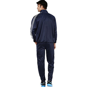 Men's Navy Blue Tracksuit Full Sleeve Solid Color Sporty Style Turn-<b>down</b> Collar Breathable Polyester Autumn Wear - Product Image 2