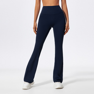 Leggings de Yoga de Cintura Alta para Mujer, Corte Bootcut, Color Sólido, Largo Completo, Elásticos en Cuatro Direcciones, Control de Abdomen, Resistentes a las Arrugas, con Bolsillos, 100% OEM/ODM - Product Image 4