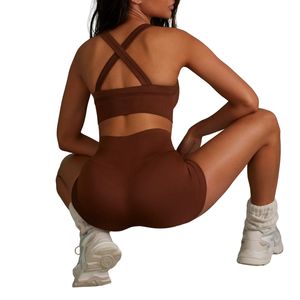 Ensemble de sport pour femme grande taille : short sans couture taille mi-haute et brassière de sport, séchage rapide, respirant, pour la gym, l'entraînement, le fitness et le yoga - Product Image 5