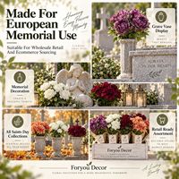Bunga Peony Artifisial Grosir untuk Makam, Vas Bunga Peringatan, Buket untuk Hari Semua Orang Kudus Eropa bagi Importir Ritel