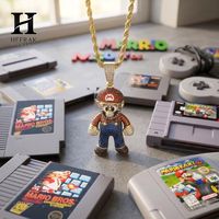 Colgante Personalizado de Mario con Diamantes VVS, Figura 3D de Personaje de Videojuego, Chapado en Oro de 14K, Joyería Hip Hop