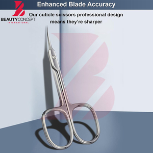 Tijeras de uñas de acero inoxidable con hoja curva, herramienta de manicura de precisión para recortar cejas y pestañas, y cuidado de la piel seca, precio al por mayor. - Product Image 4