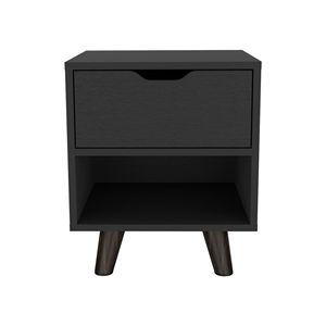 Crail Nightstand with 1 <b>Open</b> <b>Storage</b> Shelf and 1 Drawer Features Wooden Legs - Product Image 2