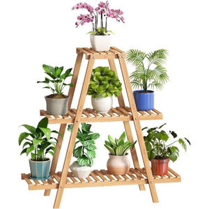 Support à plantes d'angle en bois massif à 3 niveaux, pour intérieur et extérieur, présentoir à fleurs pour jardin, balcon, décoration intérieure et extérieure, bon prix - Product Image 4