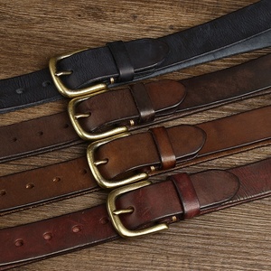 Ceinture en cuir véritable pour homme, logo personnalisé d'usine, 4 mm d'épaisseur, cuir de vachette pleine fleur vintage de luxe, boucle en acier massif, respirante et imperméable - Product Image 6