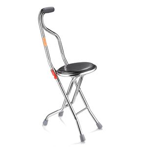 Bastone da Passeggio Pieghevole 2-in-1 in Acciaio Inox con Sedile, Elegante Bastone da Viaggio a Quattro Gambe, Portata fino a 85 kg - Product Image 3