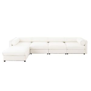 Divano Componibile Modulare con Vano Contenitore Resistente, Seduta Profonda e Confortevole, Schienale Cilindrico e Braccioli per Soggiorno - Product Image 6