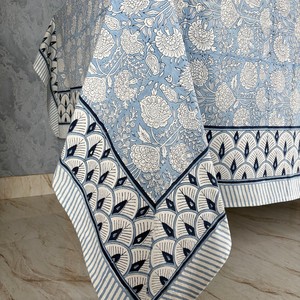 Beautiful Classic Customizable Handmade Block Print Pure Cotton Woven <b>Table</b> Cover Intricate Floral Design Eco-Friendly Durable - Product Image 4