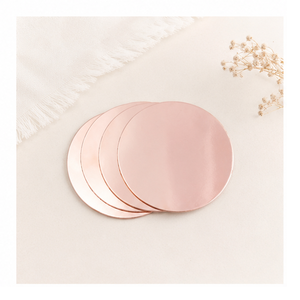 Luxury Rose Gold Copper Coaster Set Of 4 Minimalist Round Metal <b>Drinkware</b> <b>Accessory</b> Premium Hand-Polished Table Mat For Coffee - Product Image 1