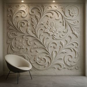 Panel de Pared de Mármol Blanco Tallado a Mano, Mural de Pared de Piedra 3D - Product Image 3