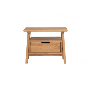 High quality teak wood <b>bedside</b> table with 1 drawer and natural finish color for indoor bedroom use. - Product Image 2
