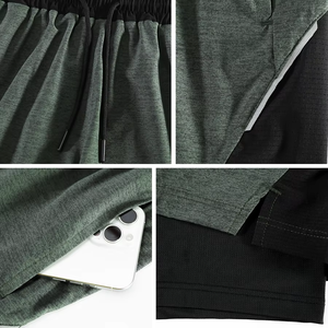 กางเกงวิ่งผู้ชายแบบ 2 in 1 พร้อมซับในแบบรัดรูป กางเกงออกกำลังกายสองชั้นสำหรับการฝึกซ้อมและฟิตเนส - Product Image 3