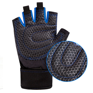Gants de fitness mi-doigts en maille noire et rouge avec sangle de poignet réglable, unisexe, pour l'entraînement en salle de sport, amélioration de la préhension - Product Image 4