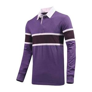 Chemise de rugby à manches longues pour homme en coton tricoté respirant, tissu 240g, logo personnalisé imprimé en sérigraphie, impression de haute qualité - Product Image 3
