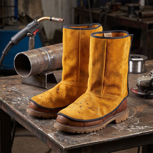 Protection de jambe en cuir de vachette pleine fleur de qualité supérieure, ignifuge et écologique, pour le soudage industriel - Product Image 4