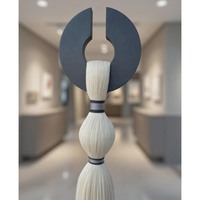 Décoration murale en macramé minimaliste, design géométrique, œuvre d'art abstraite, 2 pièces, décoration de salon, couleur noir et blanc